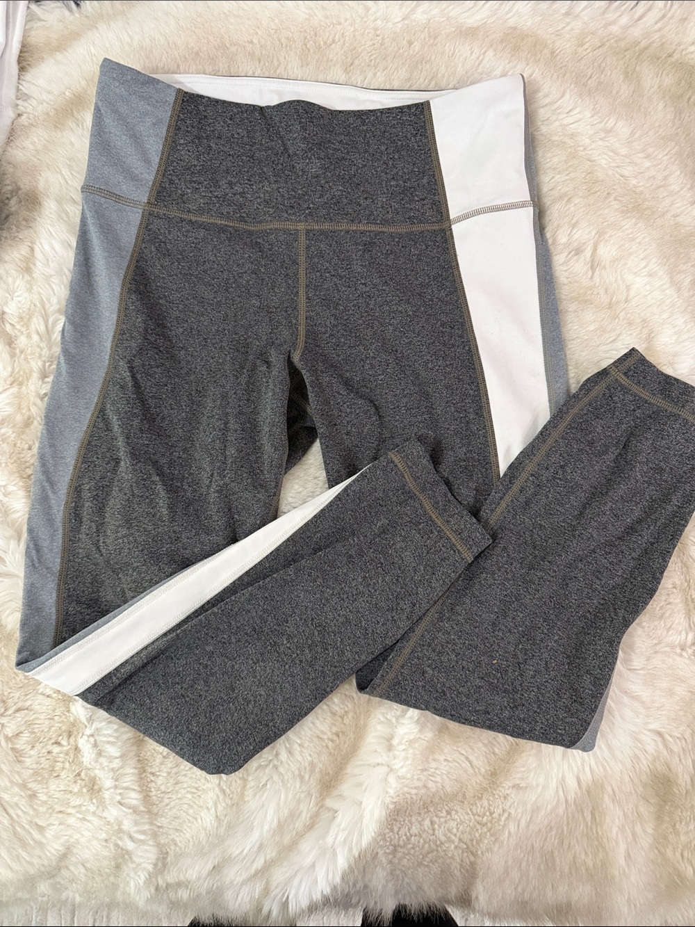 Athleta Gray & White Colorblock Leggings